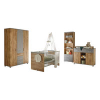 BABYZIMMER Larissa in Bolton Oak und Arktisgrau 5 teilig - Braun, Holzwerkstoff (120/200/80cm)