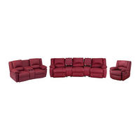 SOFAGARNITUR mit Relaxfunktion - 6 Personen - Leder - Rot - - Rot, Leder (201/97/95cm) - Vente-Unique