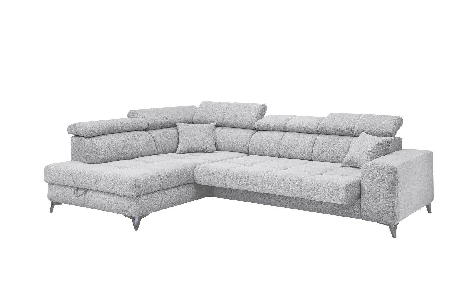 ECKSOFA mit elektrischer Wallaway-Funktion und vielseitigen Anpassungsmöglichkeiten - Hellgrau, Textil (282/198cm) - ed exciting design