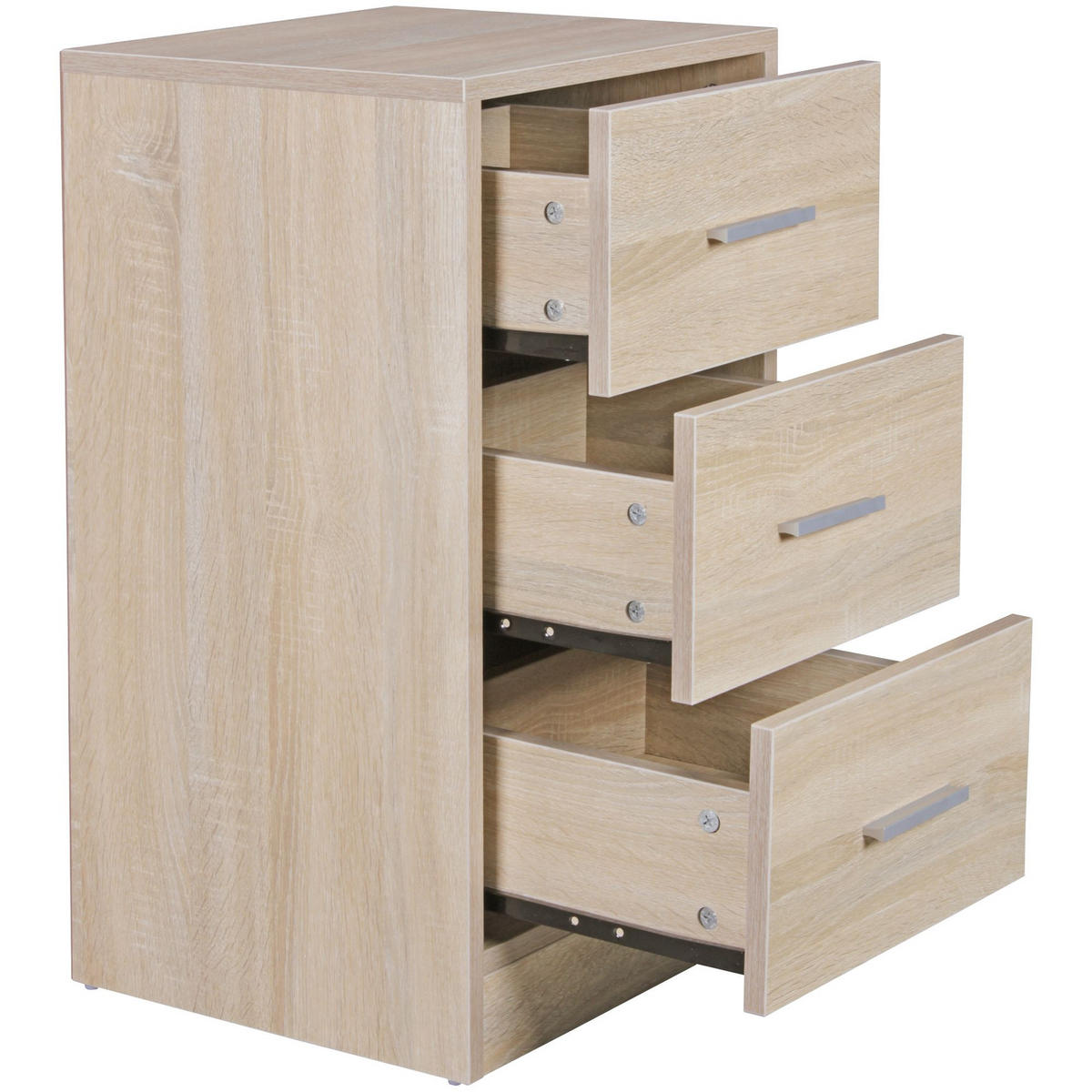 NACHTTISCH Holz 3 Schubladen Melaminbeschichtet Modern, Beige 38x35x68 cm - Beige, Holz/Kunststoff (38/68/35cm) - KADIMA DESIGN