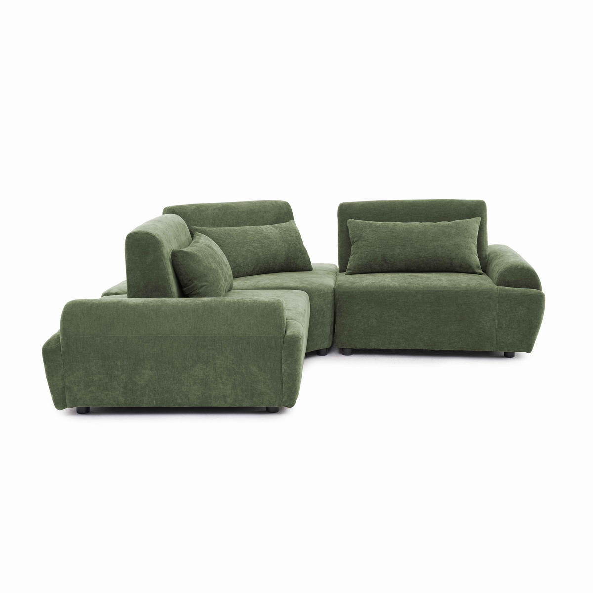 ECKSOFA 3-Sitzer, Grün - Grün, Textil (231/231cm) - Oviala