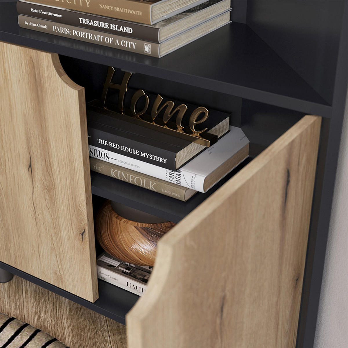 KREDENC Inaro Antracit/dub - antracitová, kompozitní dřevo (79/76/27.2cm) - Vicco