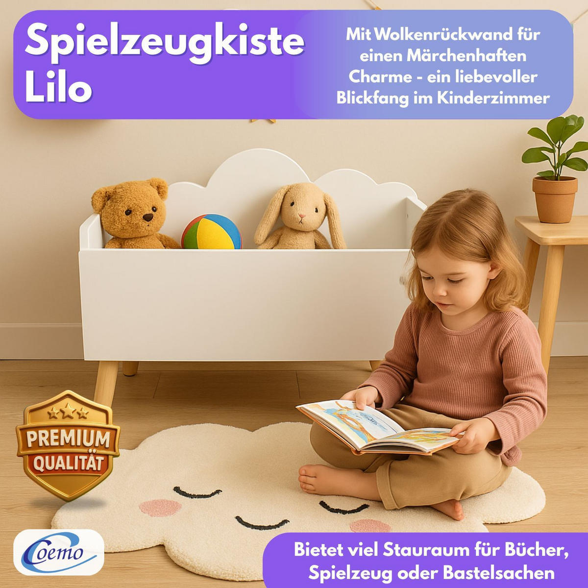 AUFBEWAHRUNGSKISTE LILO aus Holz in Weiß - Weiß, Holzwerkstoff (28/58cm) - Coemo