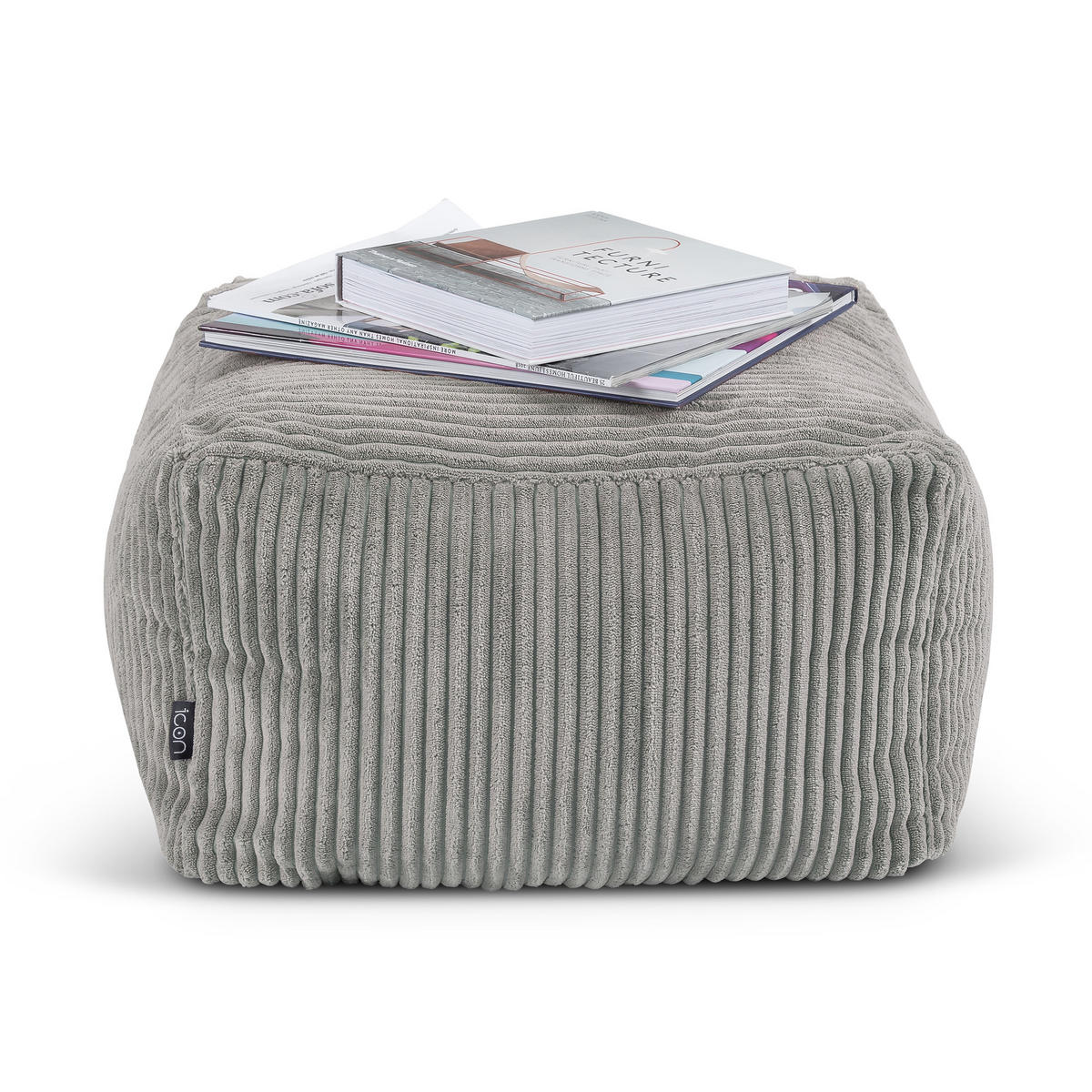 SITZPOUF Amara - Hellgrau, Textil (42/24/42cm) - icon