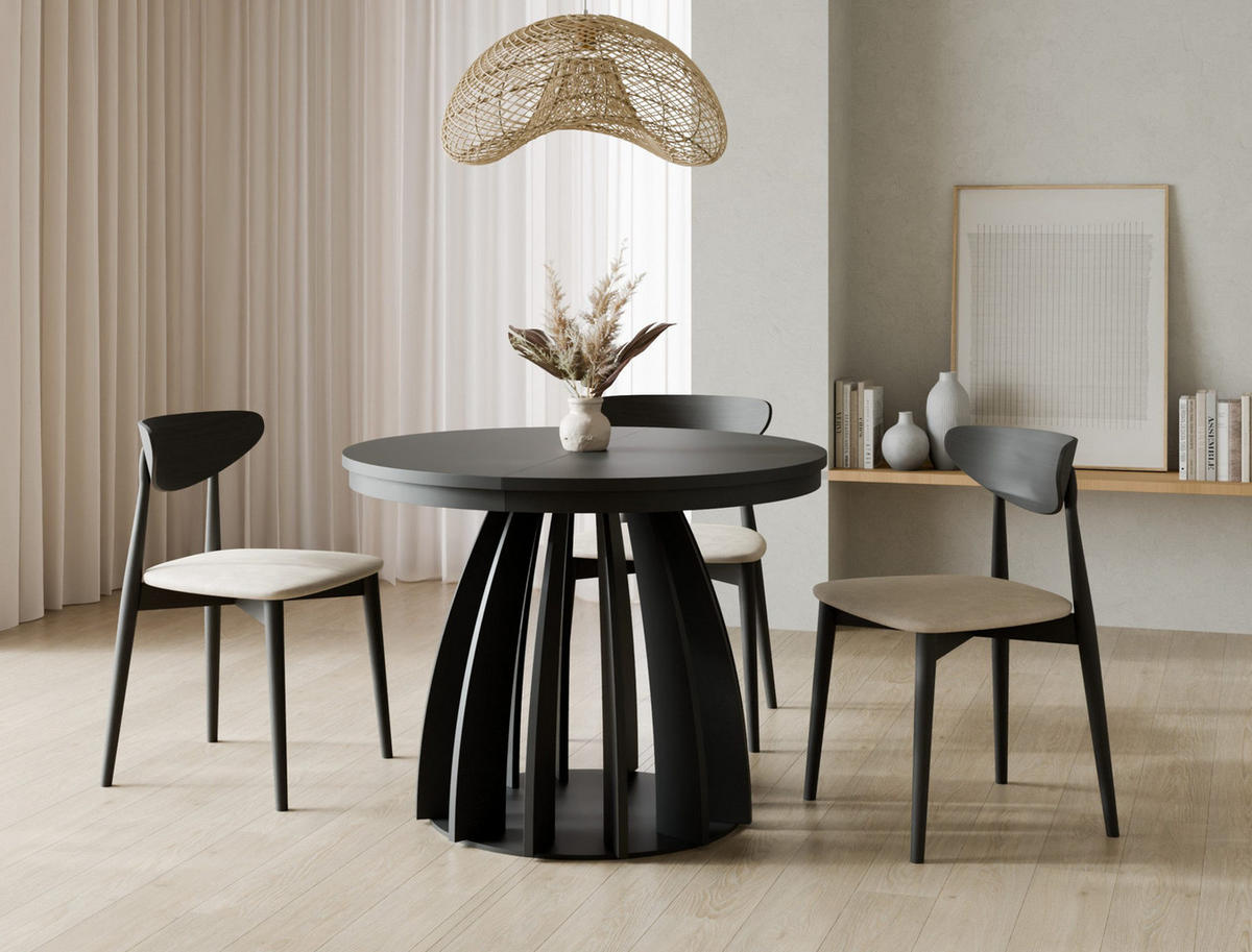 ESSTISCH Schwarz 100-180 SABO - Schwarz, Holzwerkstoff (100/100/76cm) - Compleo24