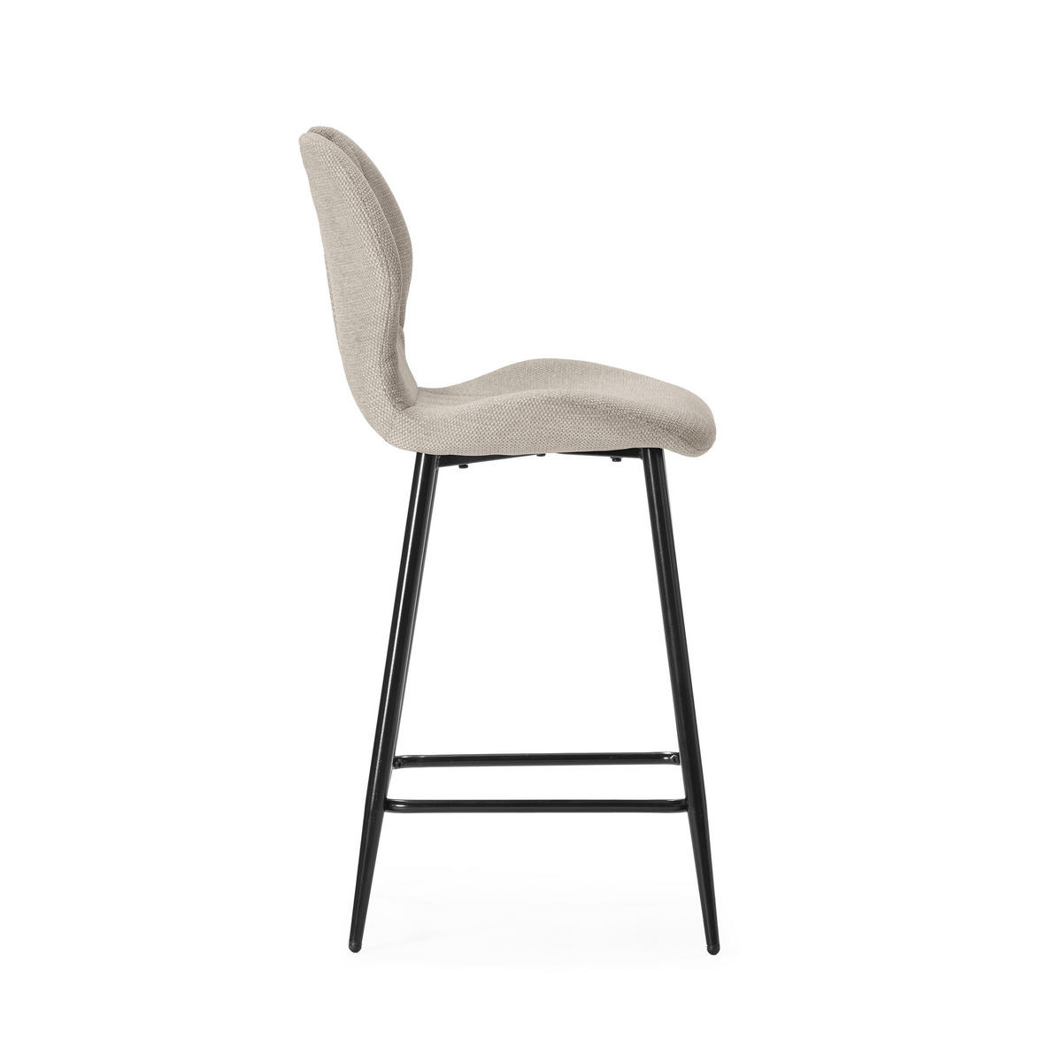 BARHOCKER (Set aus 2) aus Stoff mit schwarzen Metallbeinen - muli 48/51/65 cm - Beige, Textil (51/65/48cm) - Calicosy