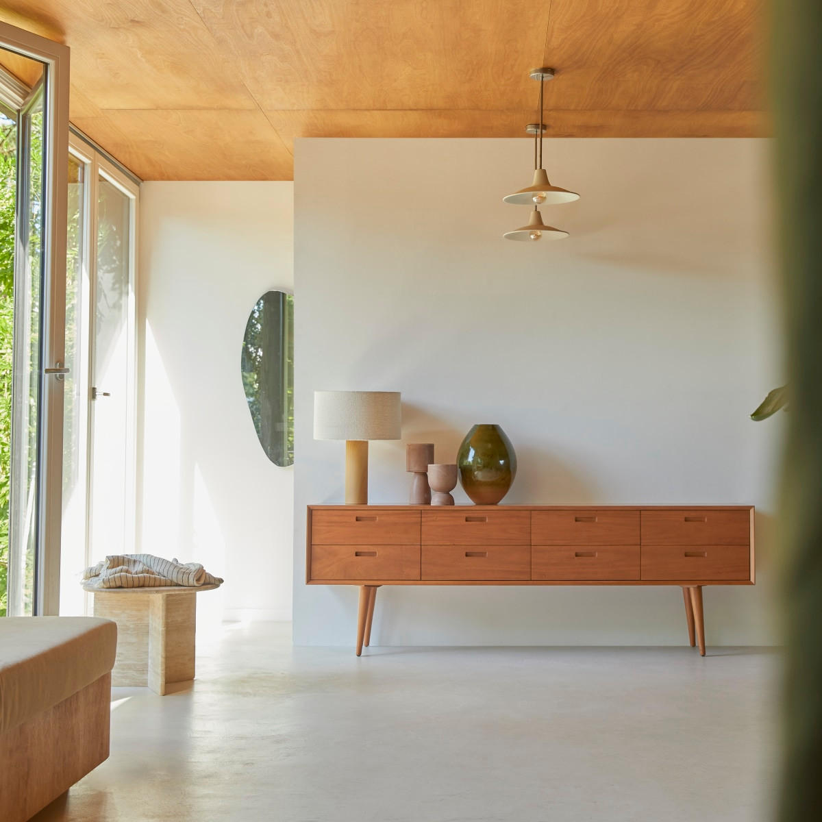 KOMMODE Magda 50's Natur aus Mahagoni - Naturfarben, Holz (204/68/42cm) - Tikamoon
