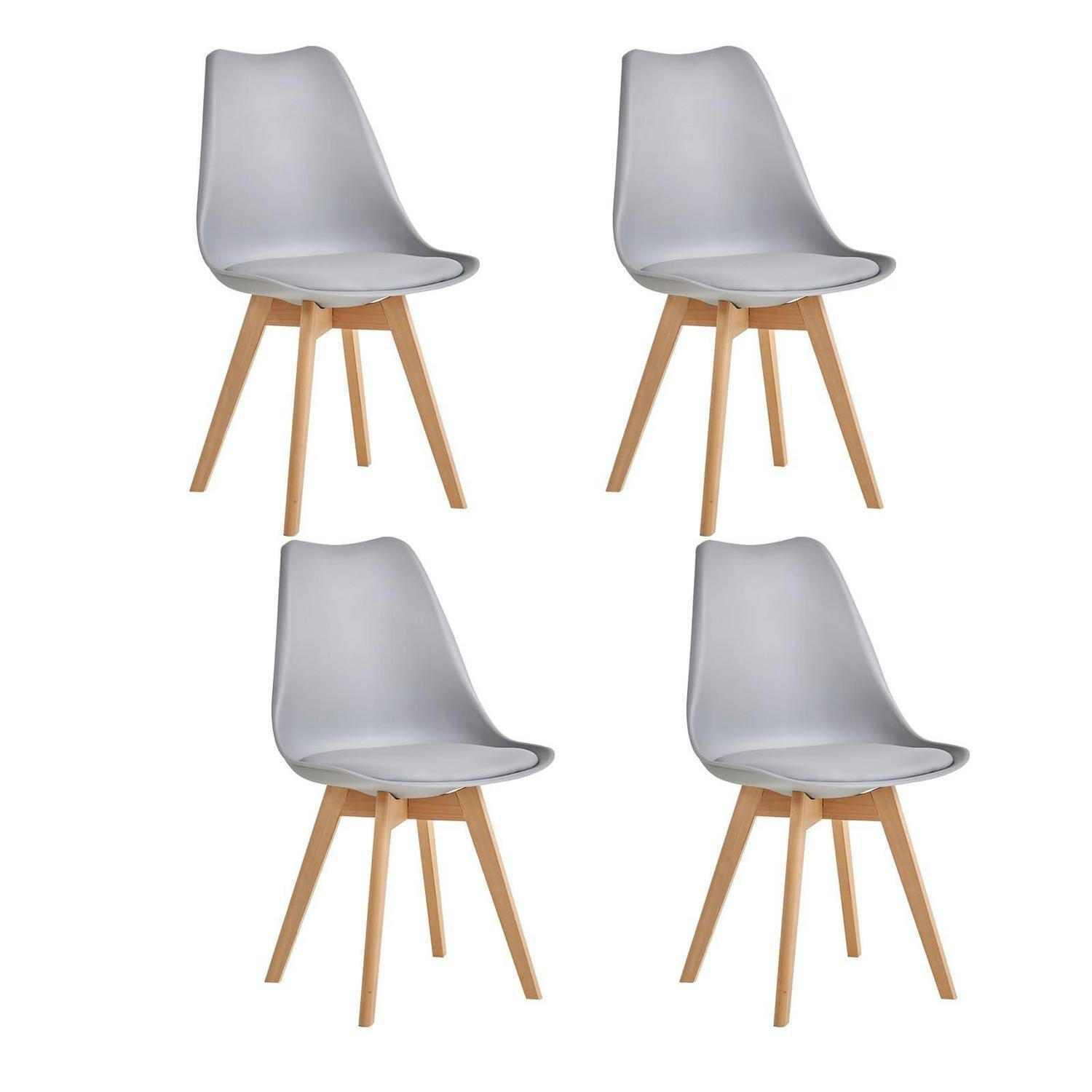 ESSZIMMERSTUHL 4er-Set Grau mit Buchenholzbeinen - Grau, Kunststoff (40/83/40cm)