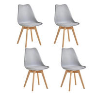 ESSZIMMERSTUHL 4er-Set Grau mit Buchenholzbeinen - Grau, Kunststoff (40/83/40cm)