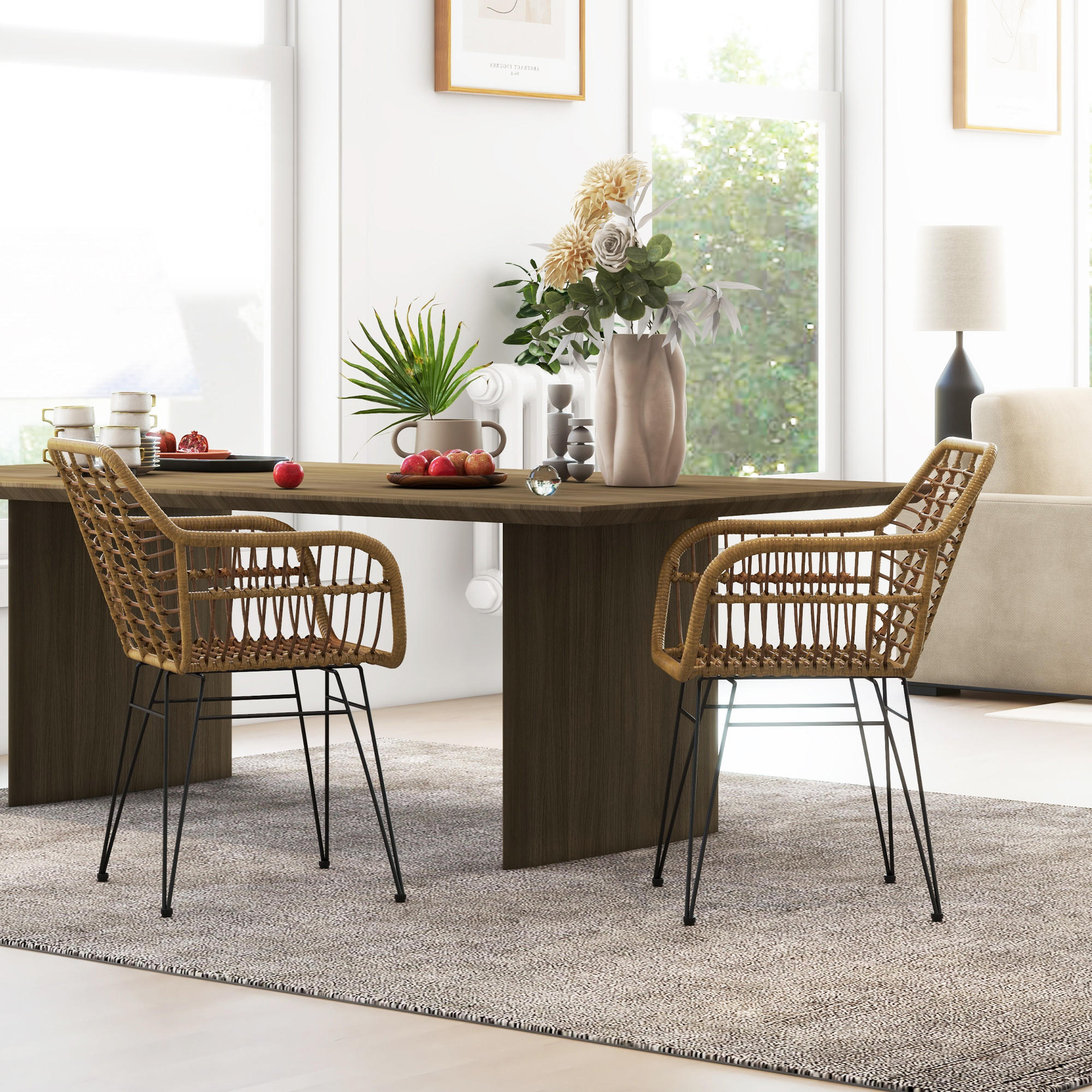 ESSZIMMERSTÜHLE, PE-Rattan Stahl Braun - Braun, Kunststoff (60/79/56cm) - HOMCOM