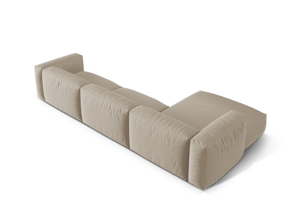 ECKSOFA modular links Martina aus strukturiertem Stoff leichtes beige 3 Sitzplätze - Creme, Textil (176/332cm) - Micadoni