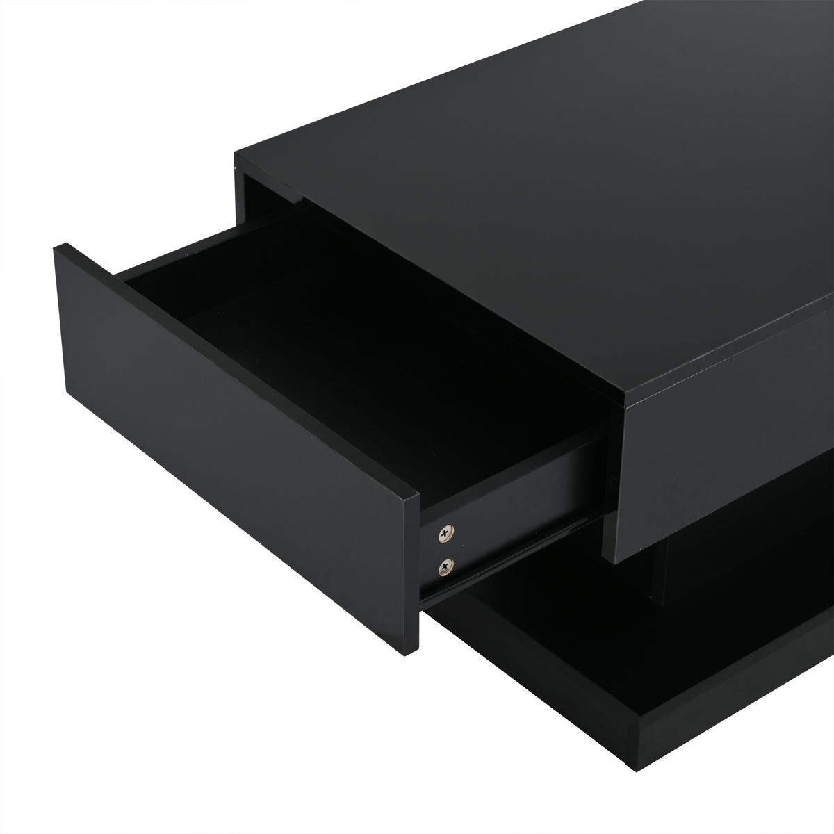 COUCHTISCH 100/50/45 cm Schwarz mit 2 Schubladen und LED-Beleuchtung - Schwarz, Holzwerkstoff (100/50/45cm) - OKWISH