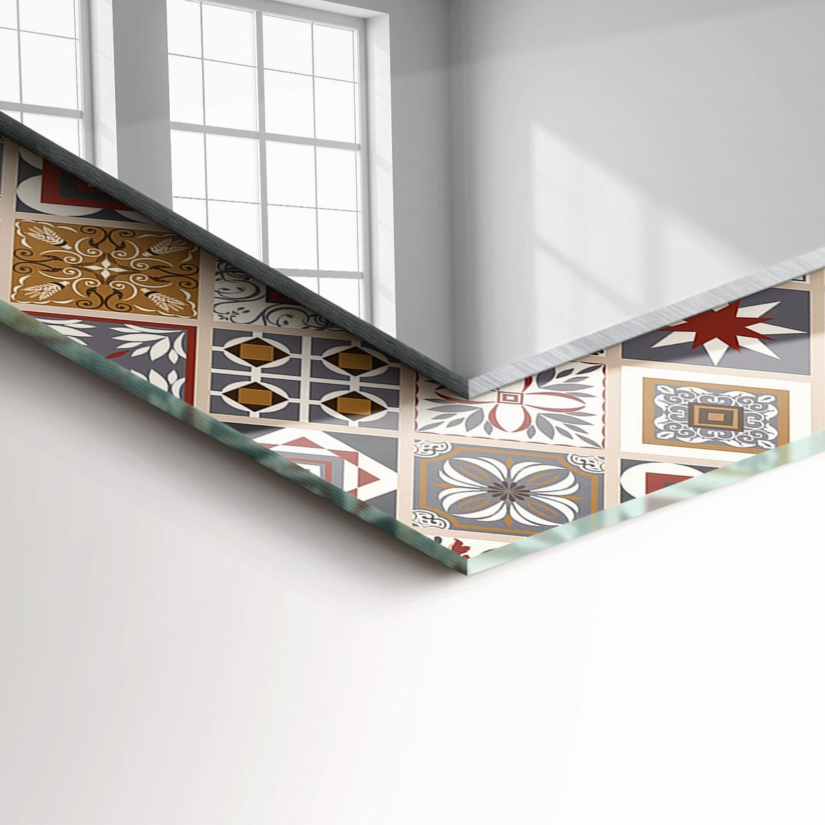 SPIEGEL 60 x 60 cm Rechteckig mit Aufdruck - Multicolor/Braun, Glas (60/60/0.4cm) - TULUP