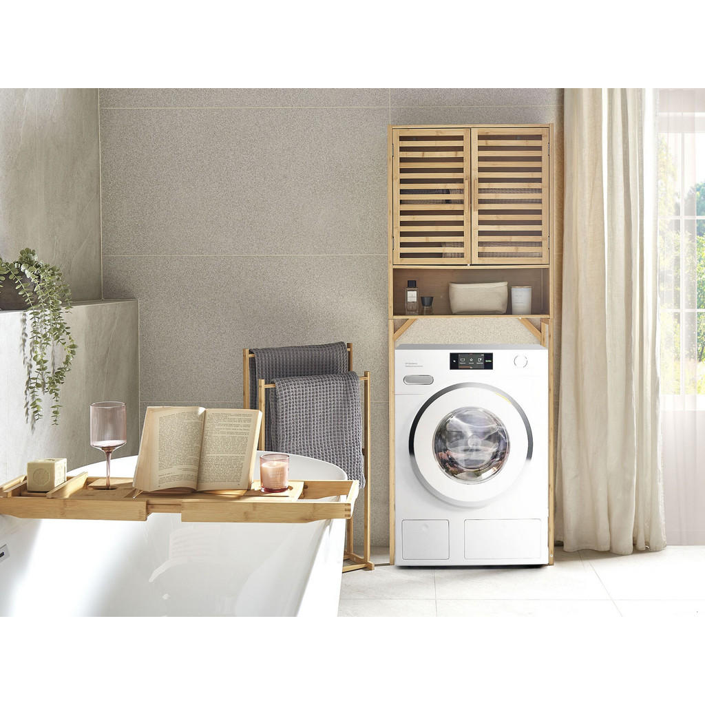 Thumbnail - Beliani Waschmaschinen-Überbauschrank, Hellbraun, Holz, 63x167x95 cm, Waschküche, Waschmaschinenschrank