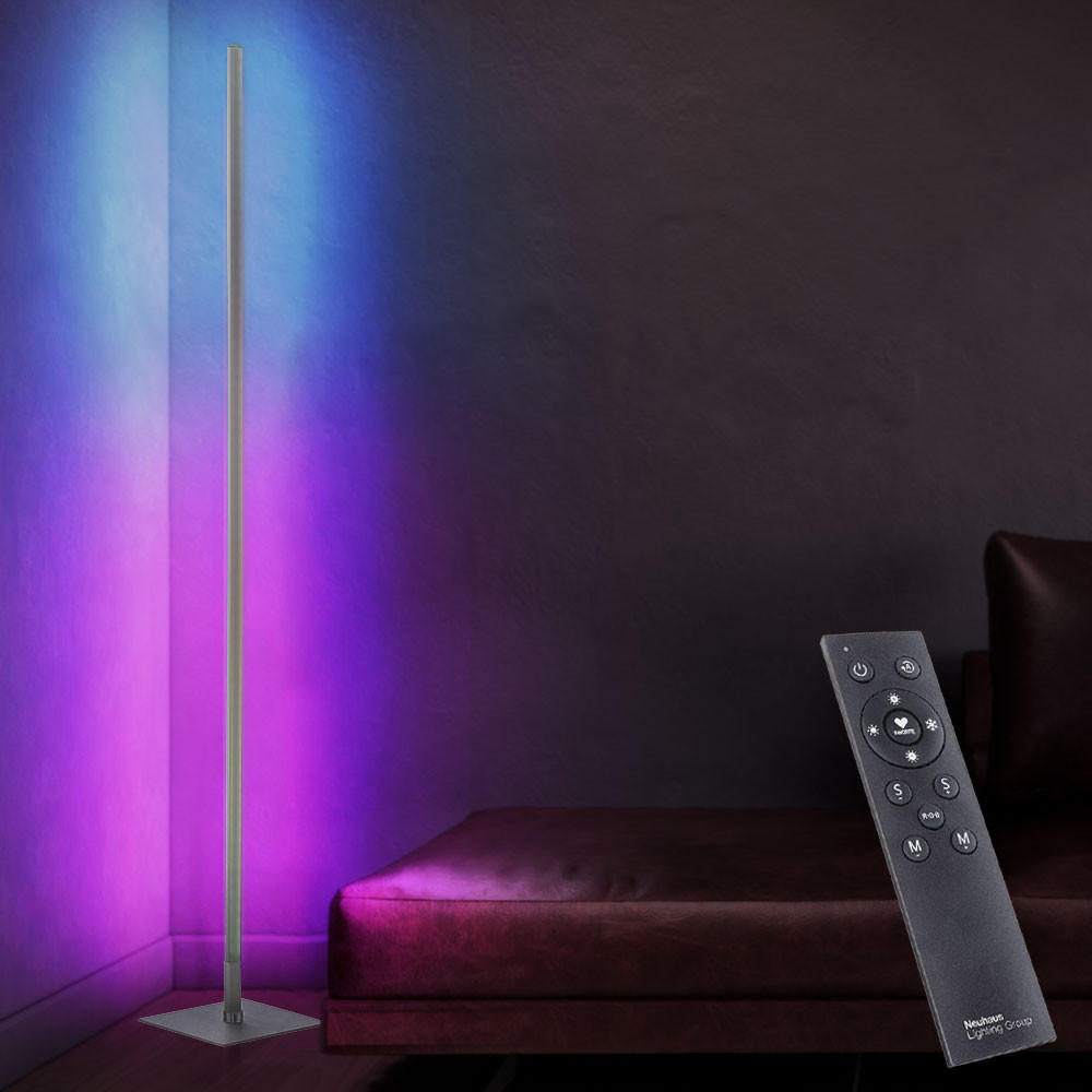 LED STEHLEUCHTE Silber dimmbar RGB - Silberfarben, Metall (20.5/20.5/151cm)