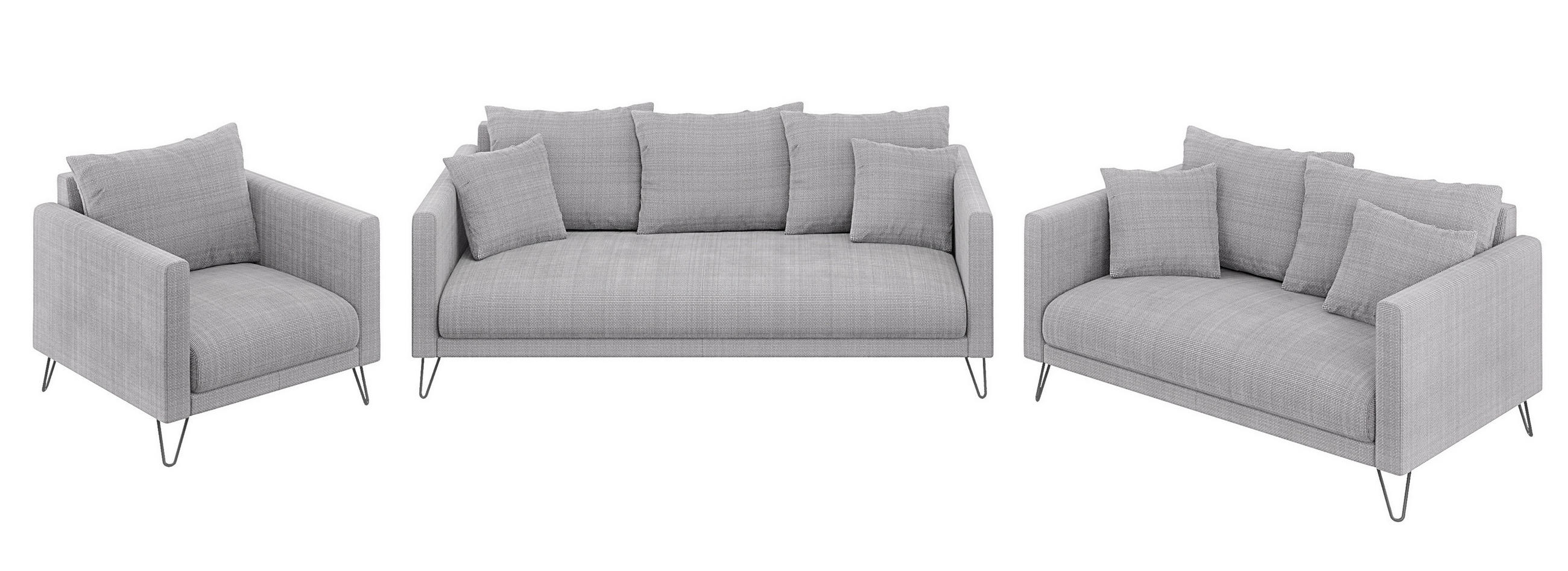 S-Style Sitzgarnitur Hellgrau 200x85x100 cm
