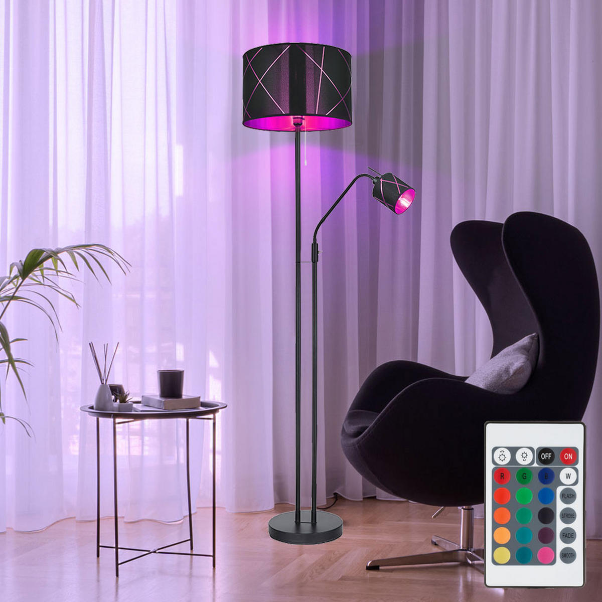 LED STEHLEUCHTE BEMMO Metall Schwarz - Schwarz, Metall (40/40/175cm) - Globo Lighting