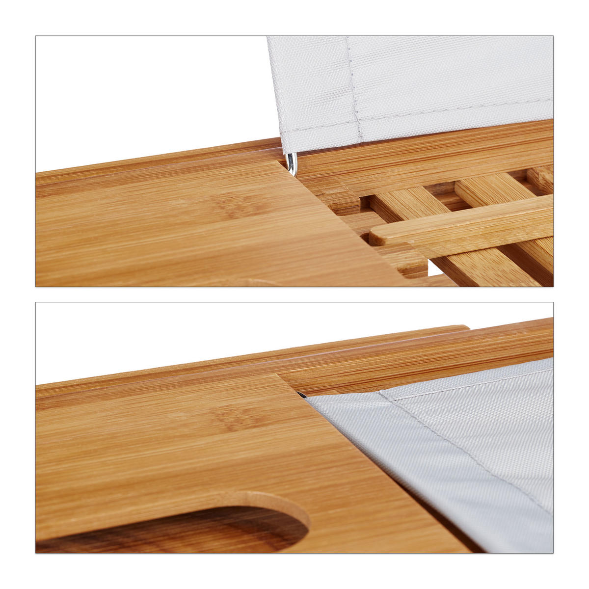 BADEWANNENABLAGE - Hellbraun, Holz/Textil (105/18/23.5cm) - Relaxdays