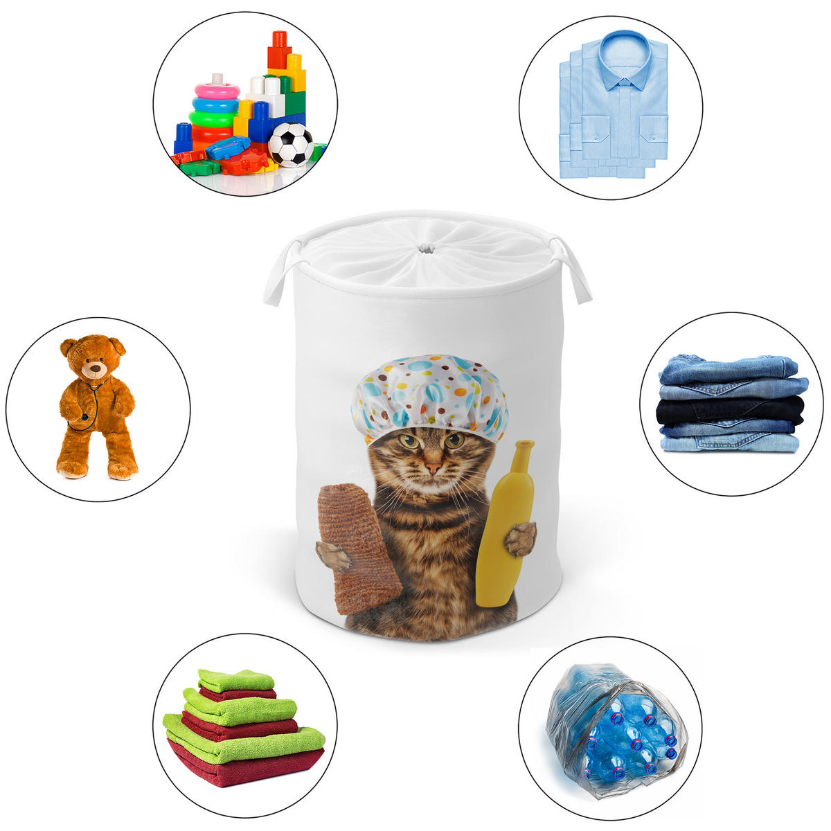 WÄSCHEKORB Shower Cat - Braun, Textil (37/55/55cm) - Sanilo