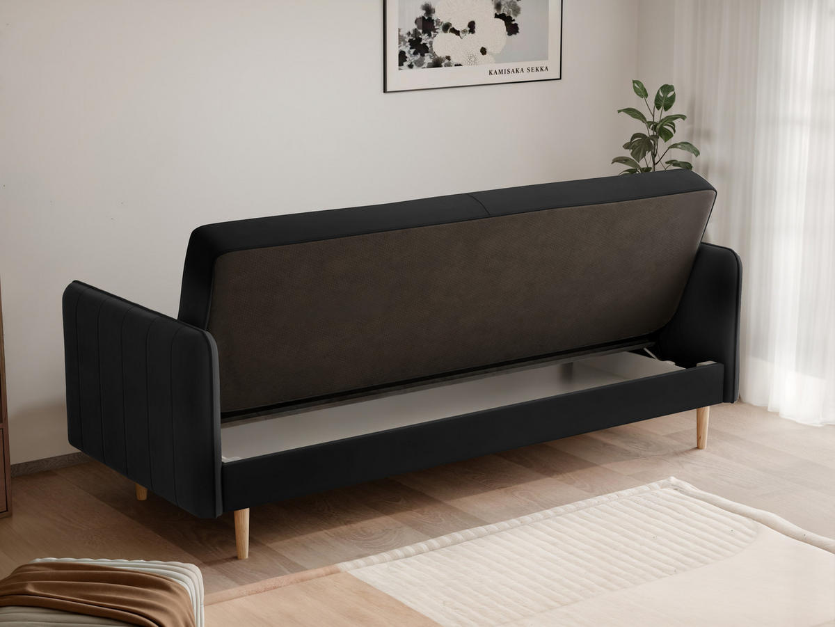 SCHLAFSOFA COLETTE mit Bettkasten Schwarz - Schwarz, Holzwerkstoff/Kunststoff (200/85/90cm) - Idohome