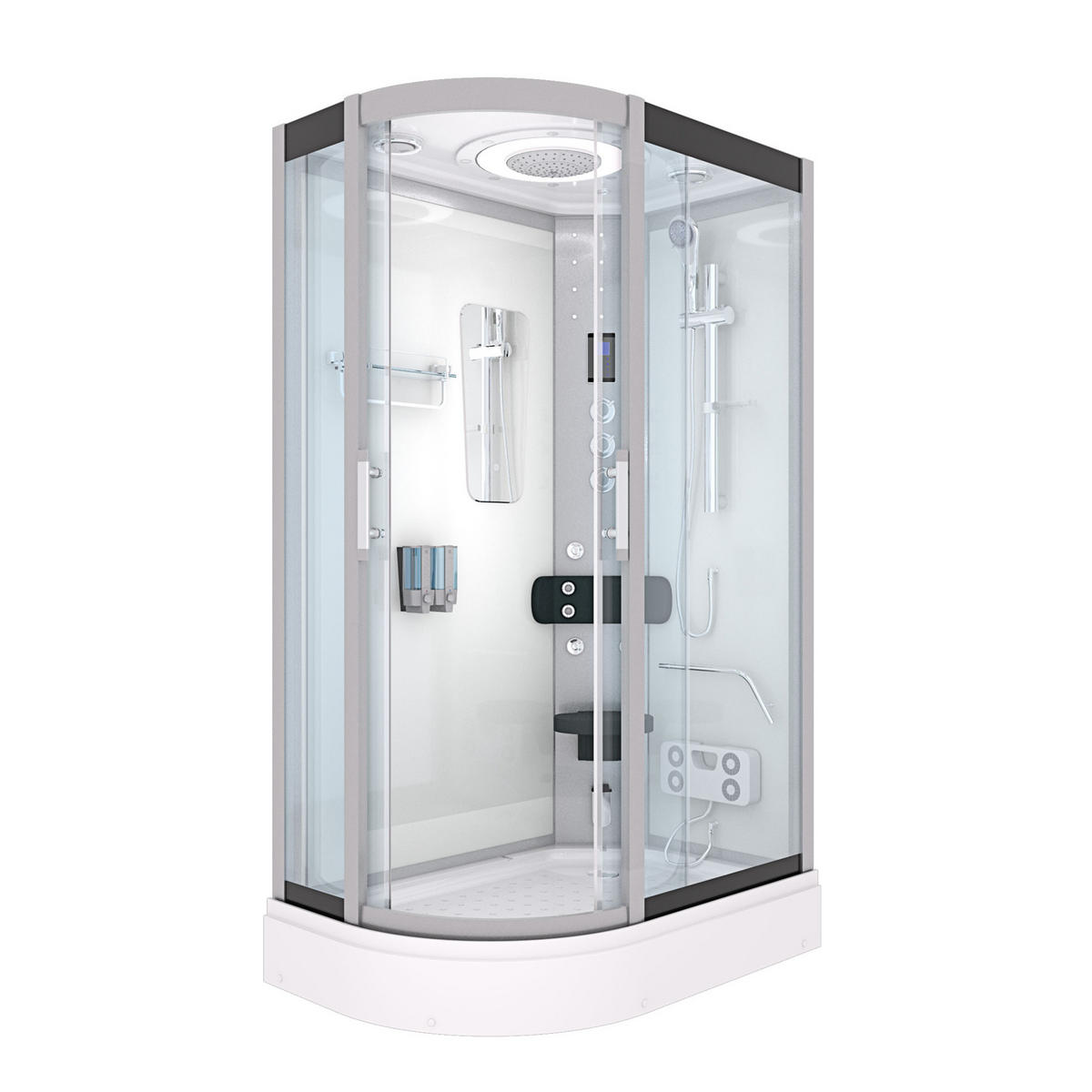 DUSCHE Duschkabine D60-70T1L-EC Weiß 120x80 - Weiß, Glas/Kunststoff (120/80/215cm) - AcquaVapore by Sandra Jentho