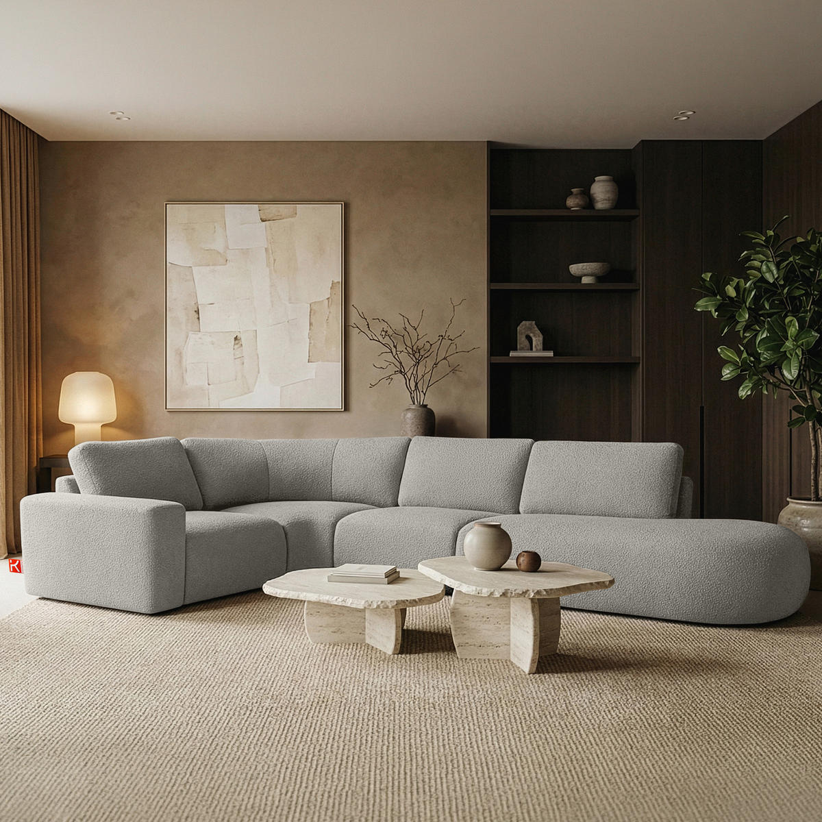 ECKSOFA RECHTS ZUCCO, Hellaschgrau - Hellgrau, Holz/Holzwerkstoff (224/373cm) - KONSIMO®