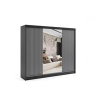 KLEIDERSCHRANK VILAN mit Spiegel - 250 cm - Schwarz - Schwarz, Holzwerkstoff (250/215/61cm) - ALTDECOR