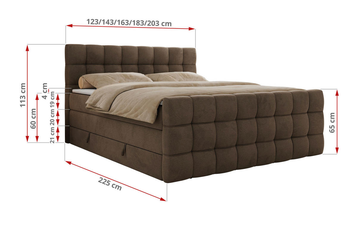 BOXSPRINGBETT ALTIVO KING DUO 200/200 - Braun Velvet - H3 - Braun, Textil (200/200cm) - MKS