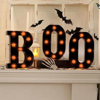 LED LETTERS BOO Halloween orange Deko für Kamin Party Innenbereich - Schwarz, Kunststoff (21.59/16/3.8cm)