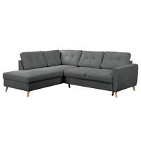 ECKSOFA mit Ottomane - Anthrazit/Braun, Holz/Textil (230/200cm) - home24
