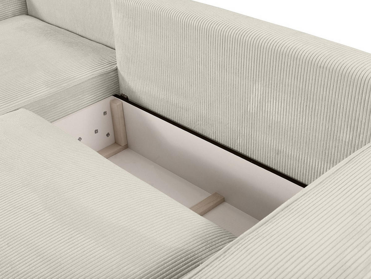 ECKSOFA mit Schlaffunktion - Ecke Links - Cord - Beige - AMELIA - Creme, Textil (267/167cm) - Vente-Unique