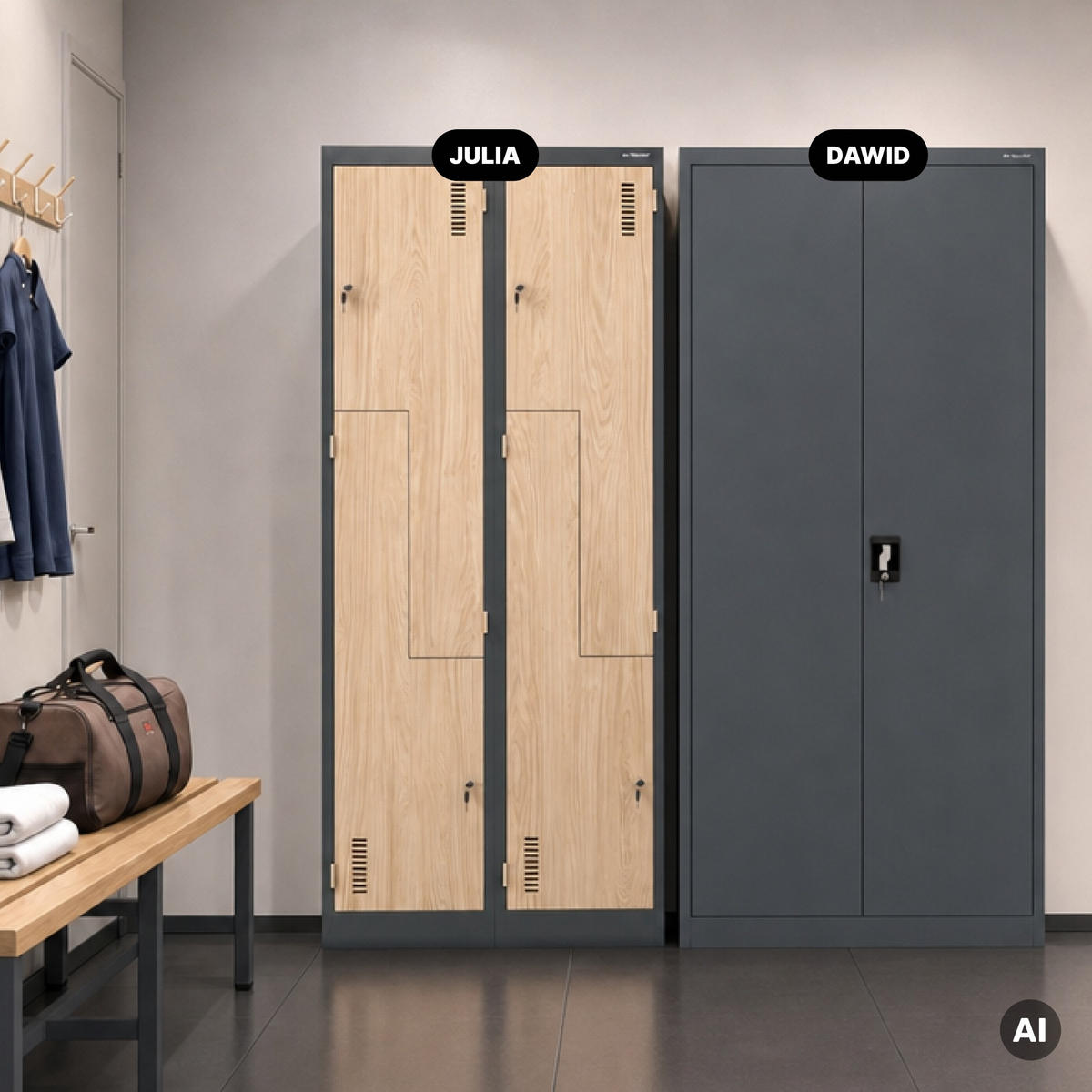 KLEIDERSCHRANK Typ L JULIA 185x80x45 cm - Anthrazit/Sonoma Eiche, Metall (80/185/45cm) - Jan Nowak