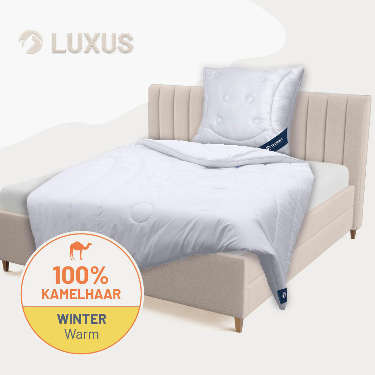 STEPPBETT Kamelhaar 155x200 cm Warm, Winterdecke 100% Kamelflaumhaar - Weiß, Textil (155/200cm) - casimum