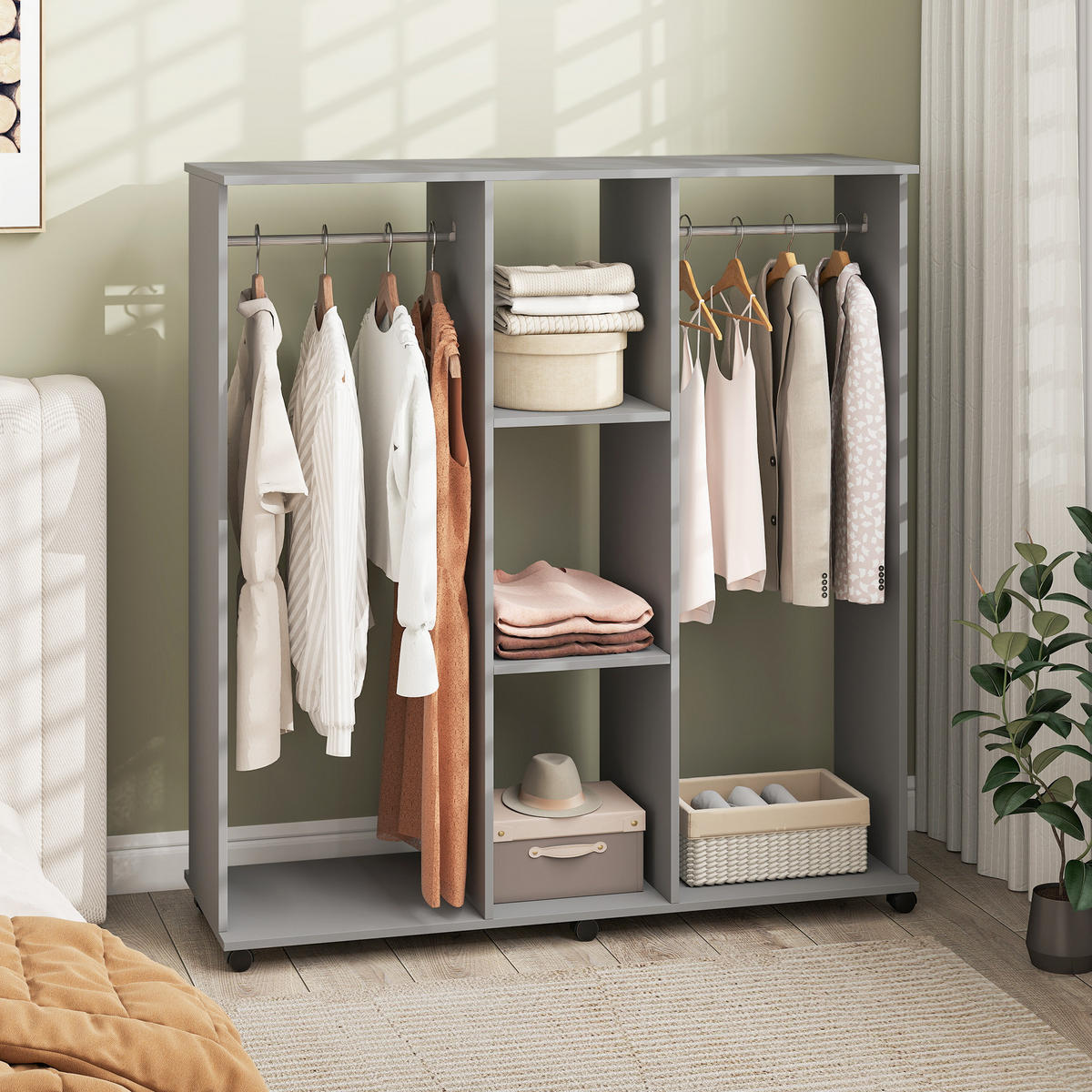 KLEIDERSCHRANK Grau 1 Stück - Grau, Holzwerkstoff (40/128/120cm) - GiPP