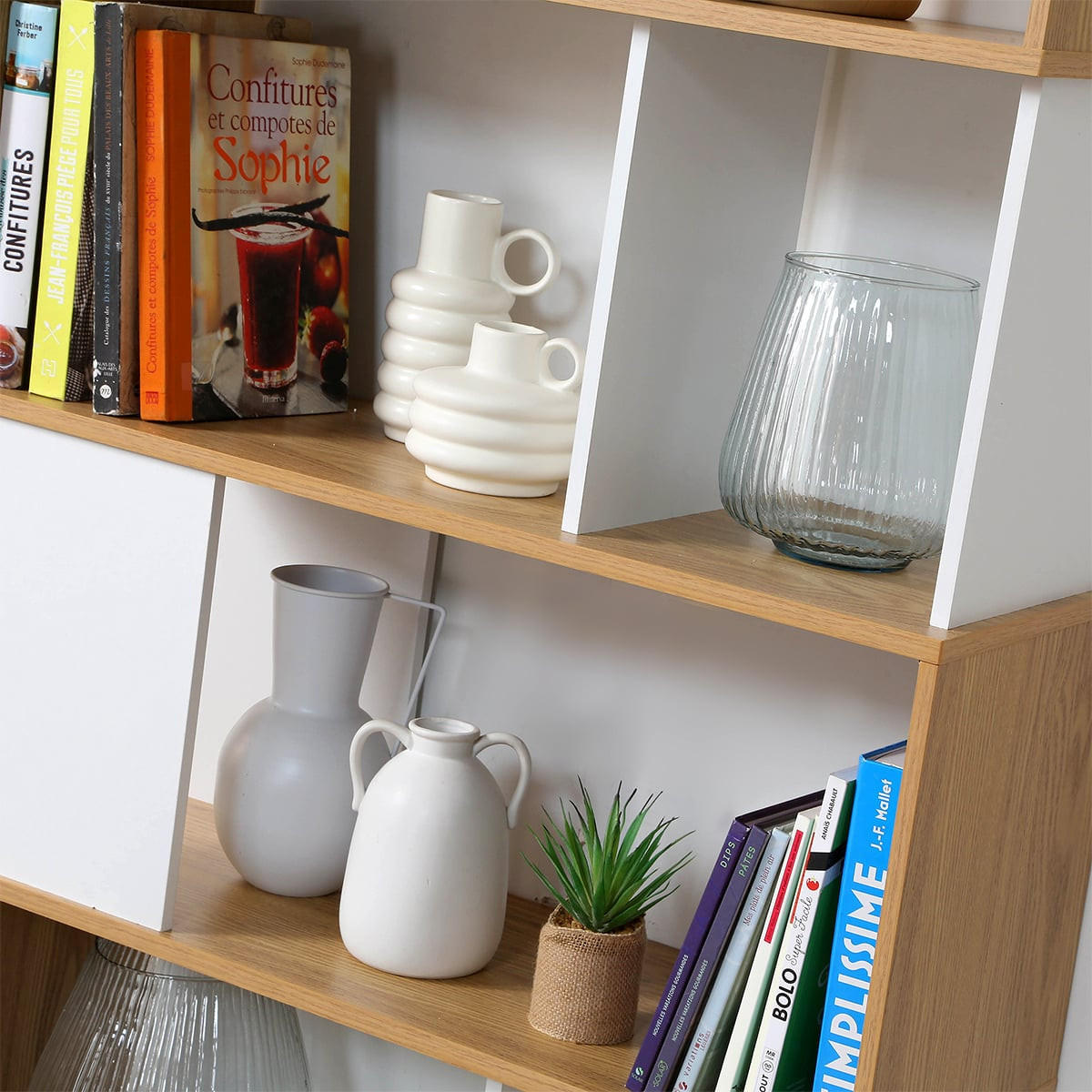 BÜCHERREGAL in Weiß- und Eichendekor - H173,5 cm - Weiß, Holzwerkstoff (29.5/173.5/80cm) - Calicosy