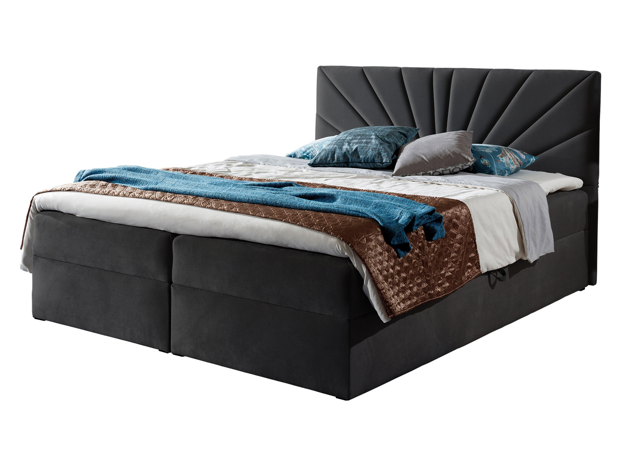 Mirjan24 Boxbett Dunkelgrau 120x200 cm