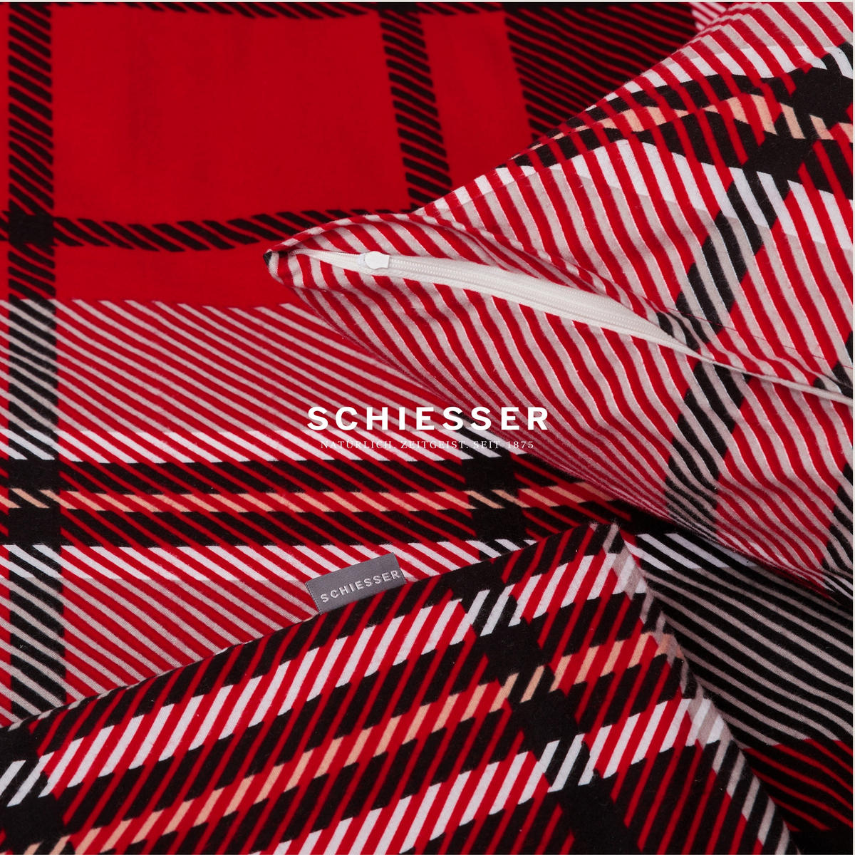 BETTWÄSCHESET Borro - Feinbiber - 2-teilig - 155 x 220 cm - Rot - Rot, Textil (155/220cm) - SCHIESSER