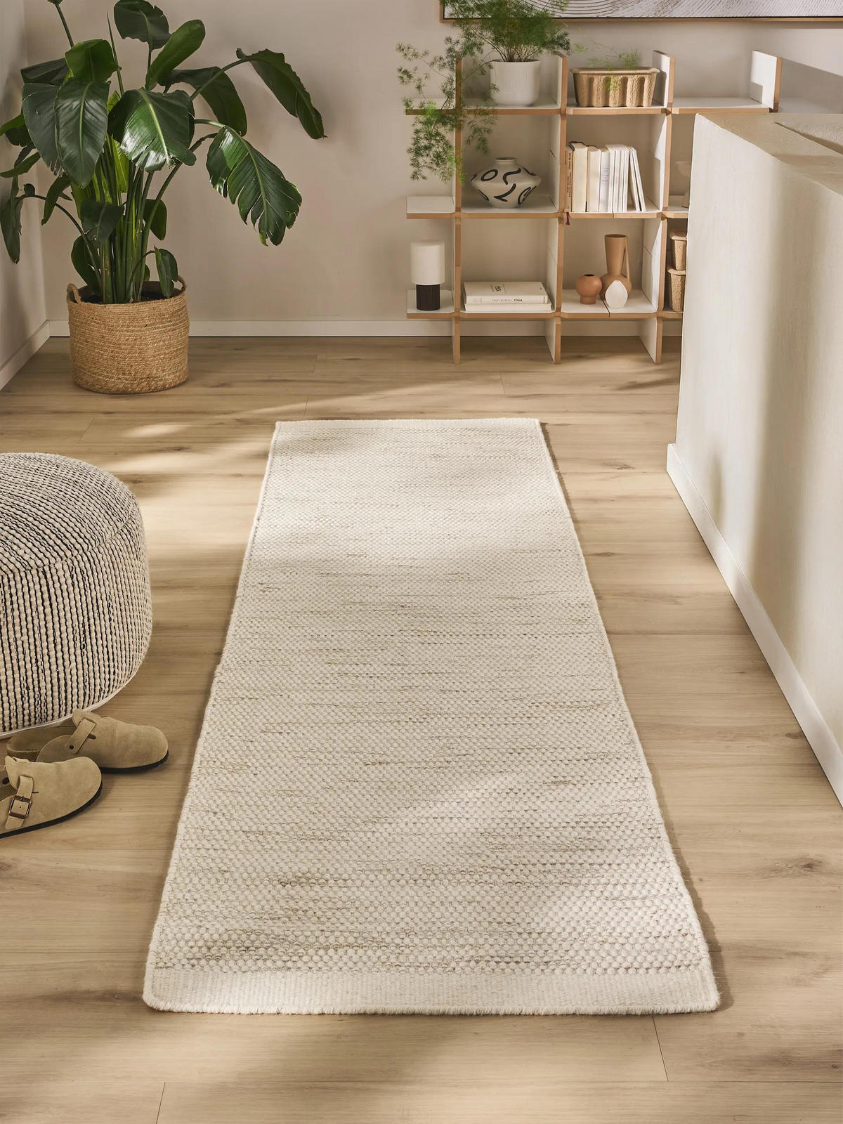 WOLLTEPPICH-LÄUFER Rocco Cream 80x250 cm - Creme, Naturmaterialien/Textil (80/250cm) - benuta Pure