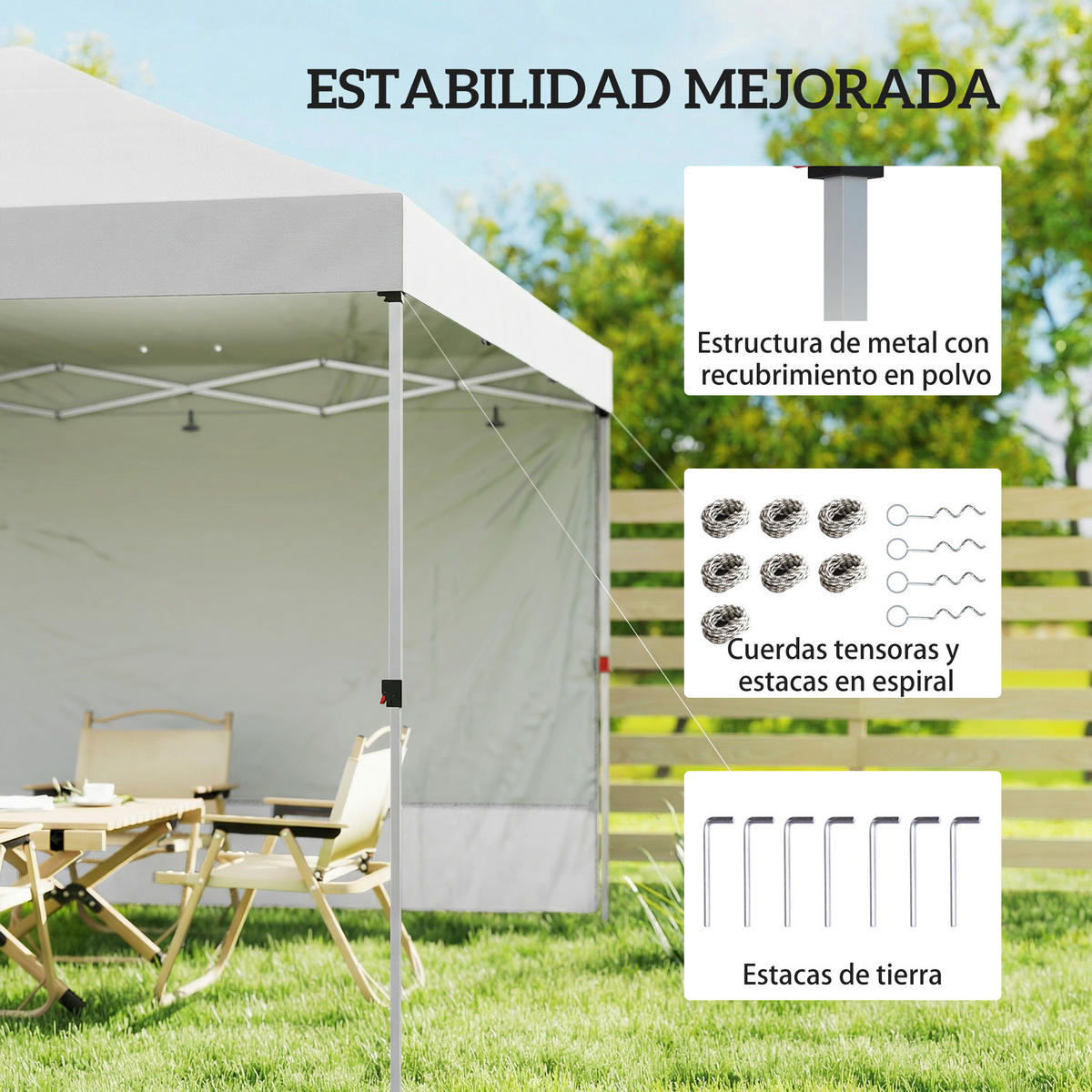 PAVILLON,POP-UP-FALTZELT UPF 50+, höhenverstellbar, 3x3 m ,Weiß - Weiß, Metall (293/270/293cm) - Vallsero