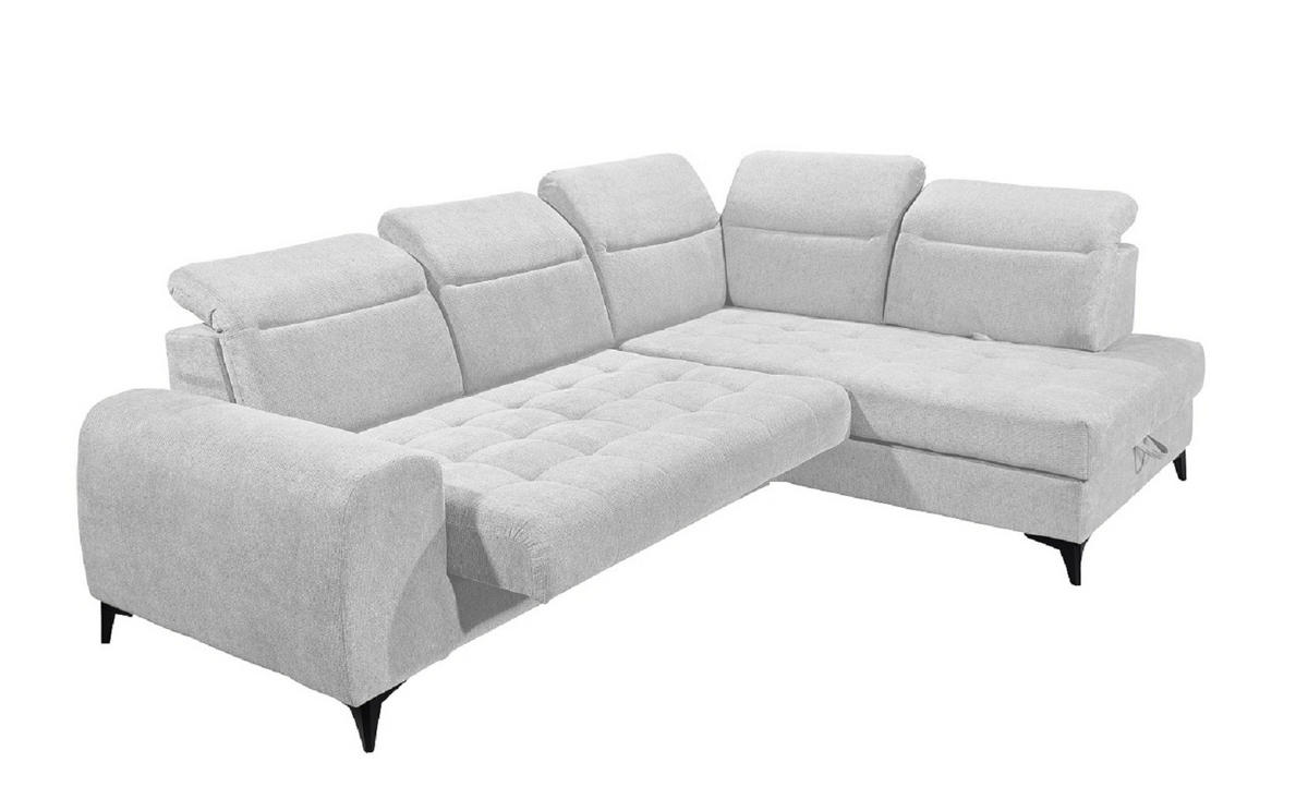 ECKSOFA mit elektrischer Sitztiefenverstellung - Hellgrau, Kunststoff/Textil (200/282cm) - ed exciting design
