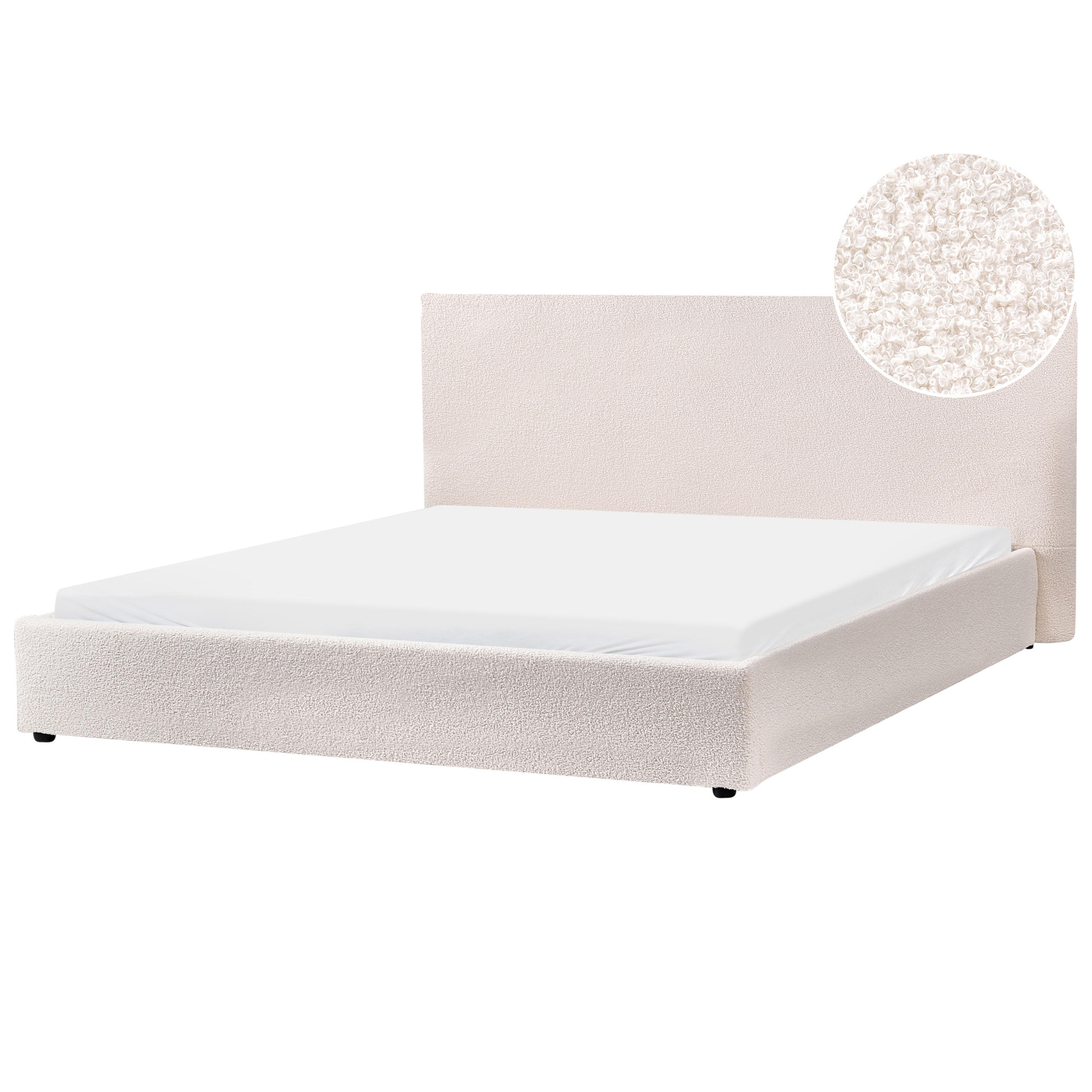 PAT cu somieră 180/200 cm bouclé alb crem Lavaur - crem, material textil (180/200cm) - Beliani