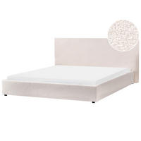POSTEL s roštem 180/200 cm Bouclé Krémově bílá Lavaur - krémová, textil (180/200cm) - Beliani