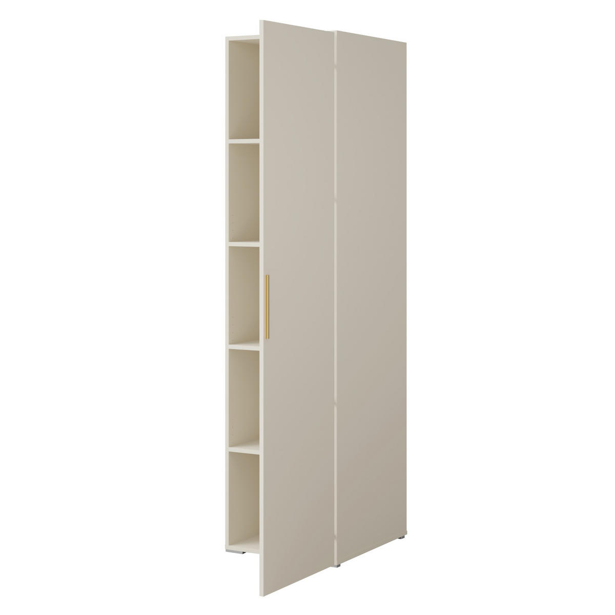 DREHTÜRENSCHRANK mit Einlegeböden Napoli 1D 50 Kaschmir (schwarzer oder goldener Griff) - Kaschmir/Silberfarben, Holzwerkstoff/Kunststoff (50/35/60cm) - mzm24