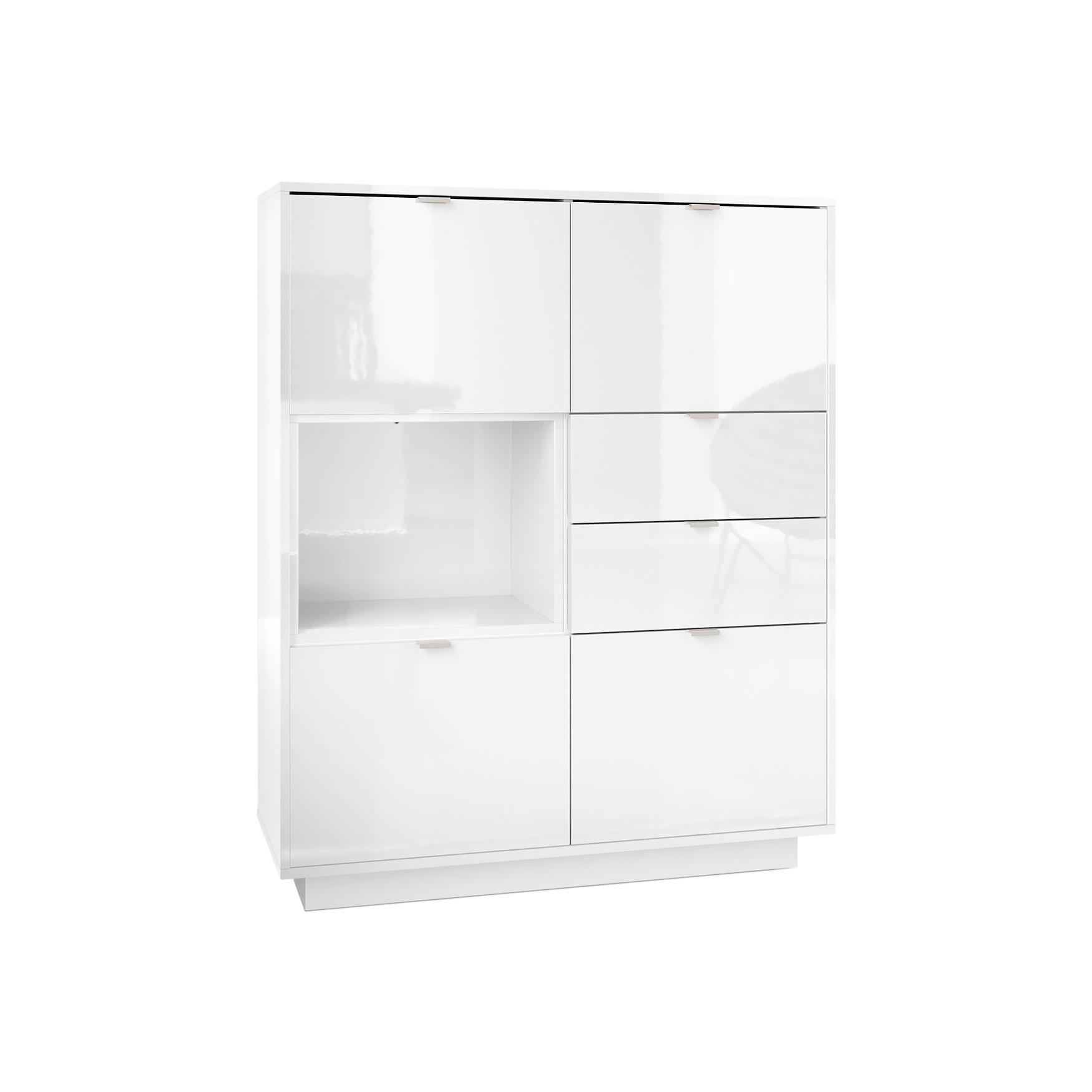 Vladon Highboard Weiß Hochglanz 103x123x37.5 cm