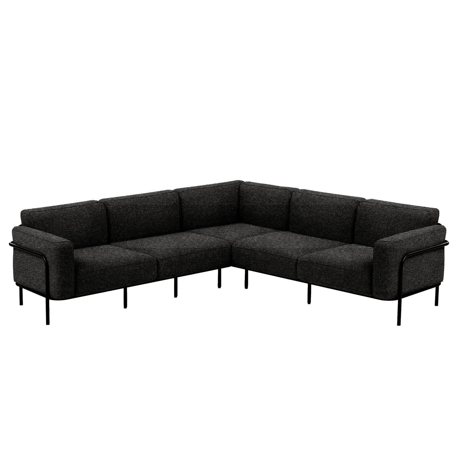 OUTDOOR-ECKSOFA - Schwarz, Textil/Metall (247/76/247cm) - home24