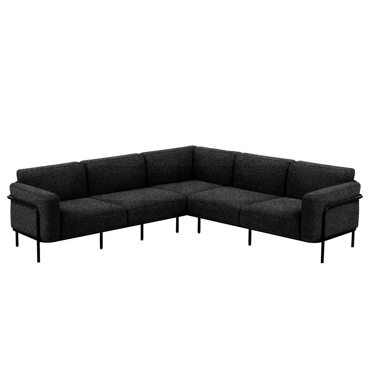 OUTDOOR-ECKSOFA - Schwarz, Textil/Metall (247/76/247cm) - home24