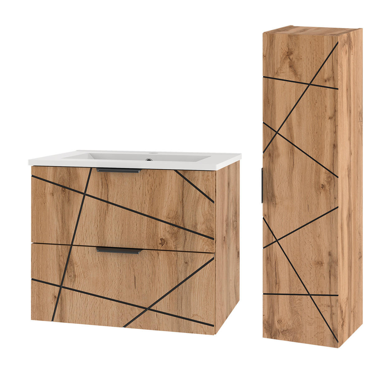 BADMÖBEL 60cm Teren 2er-Set Holz - Braun, Holzwerkstoff (60/50/45.8cm) - Petits-meubles