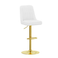 BARHOCKER 2er-Set Weiß & Gold höhenverstellbar 360° drehbar mit Rückenlehne - Weiß, Metall (44/95.5/44cm) - PANGIVO