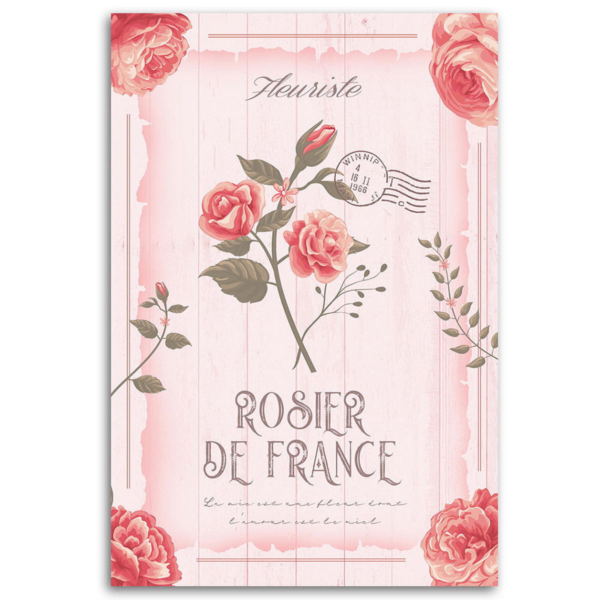KUNSTDRUCK Rosa 60/90 cm - Pink, Textil (60/90cm) - KUNSTLOFT