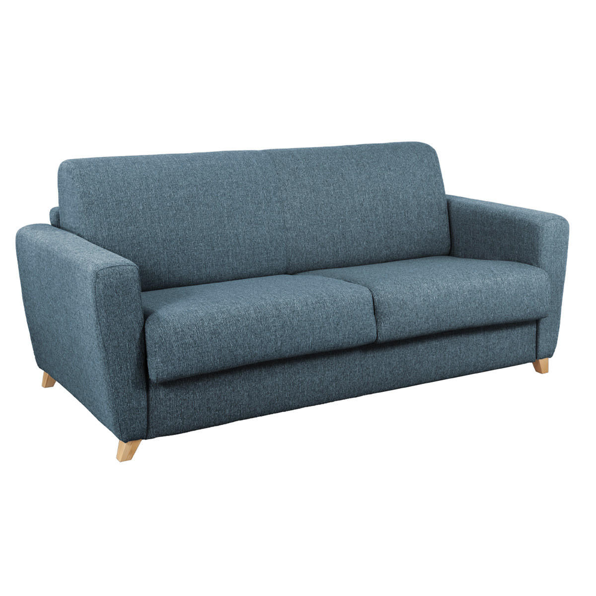 SCHLAFSOFA Skandinavisch Blau Holz GRAHAM - Blau, Textil (100/88/195cm) - Miliboo